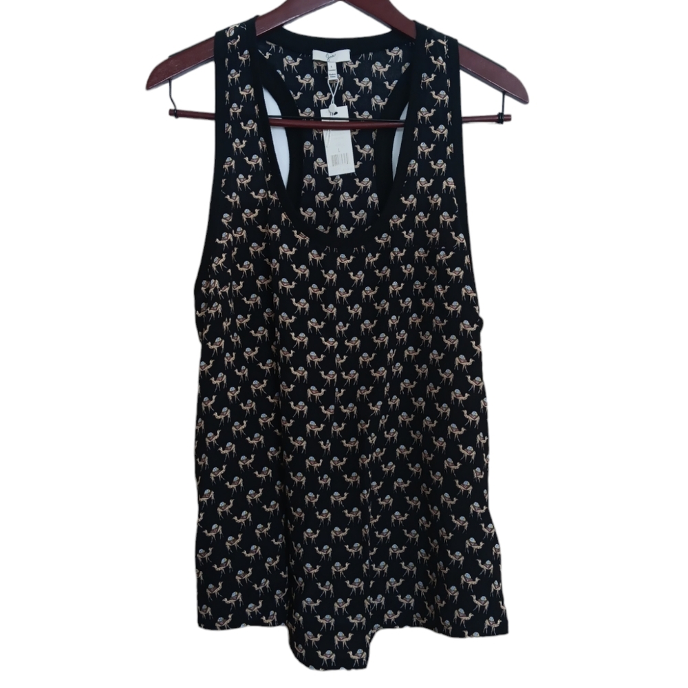❤️Joie Alicia Racer Back Tank Silk Camel Print Large